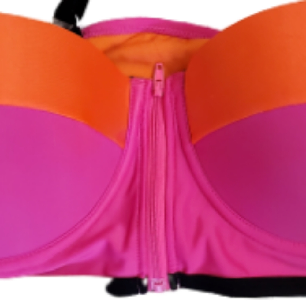SEXY ☆ NEON ☆ COLORBLOCK ☆ ZIP FRONT BIKINI ☆ NWT - Picture 4 of 8